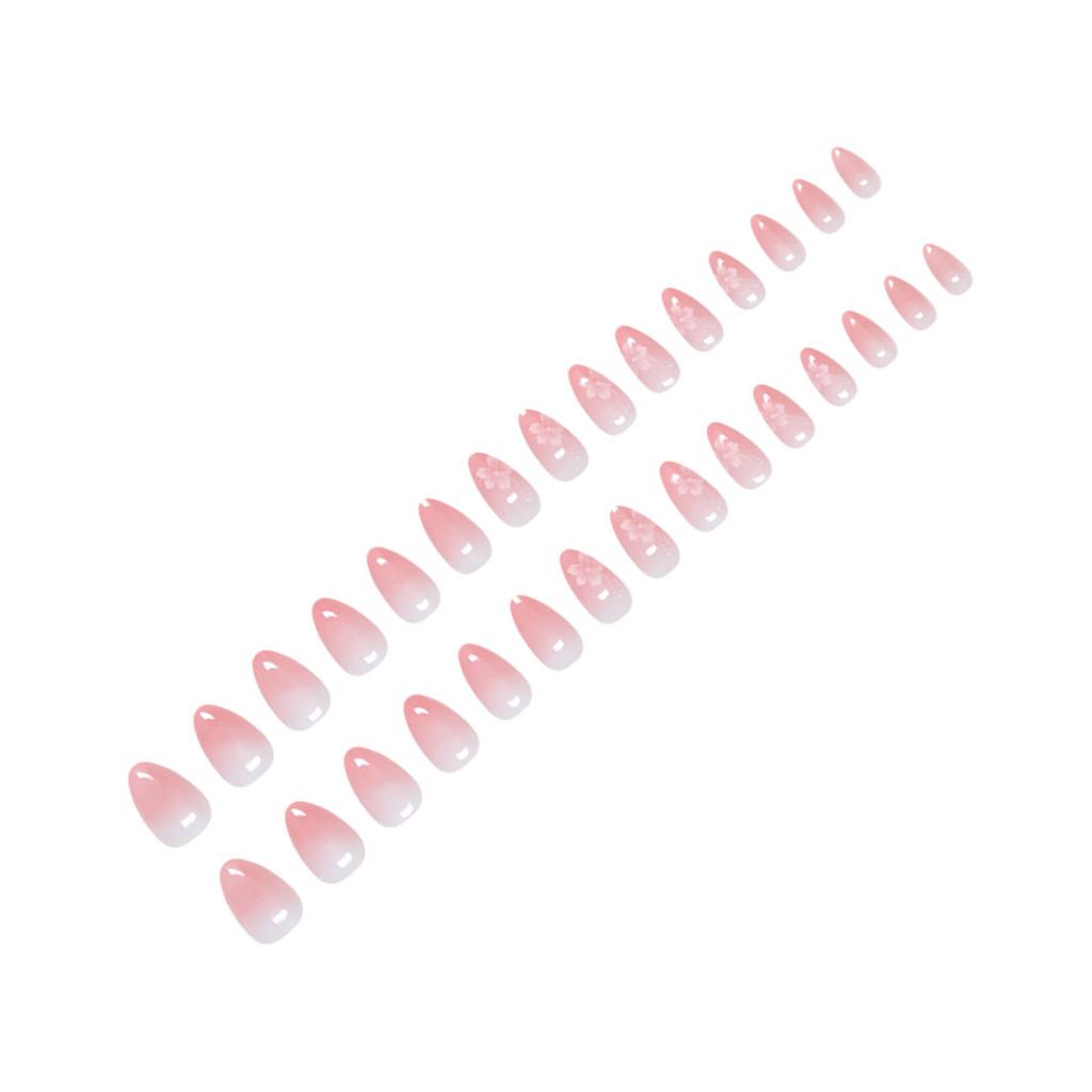 Pink White Gradients Resin Nail Extension Chip-Proof Smudge-Proof Fake Nails for Shopping Traveling Dating