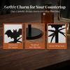 Wooden Kitchen Roll Stand Halloween Paper Towel Holder, Ghost/Pumpkin/Witch's Hat/Bat Decor, Vertical Holder Durable Wood Standing Reel for Countertop