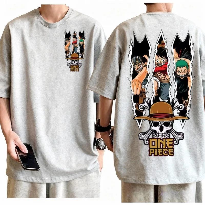 One Piece Straw Hat Crew T-shirt Men Women Cotton Anime Graphic Tee Crew Neck Short Sleeve Urban Casual Everyday Top