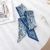 Summer French Retro Blue Tied Hair Small Floral Long Silk Scarf Headband Braided Hair Chiffon Thin Ribbon Scarf