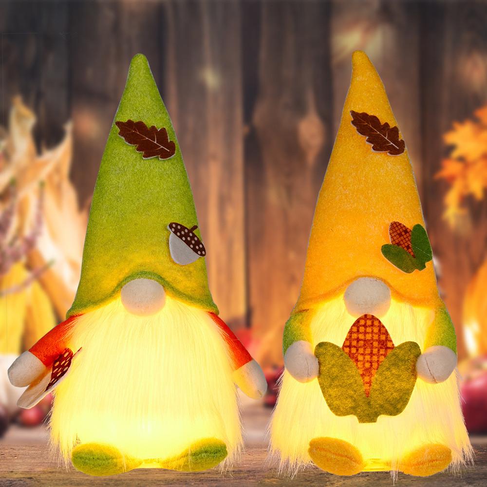 Harvest Cute Festival Corn Doll With Colorful Hats And Lights Perfect For Fall Decorations Holiday