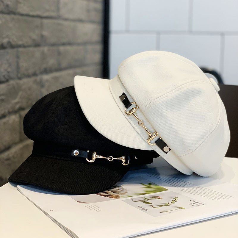 New Internet celebrity beret female autumn and winter British retro sunscreen newsboy hat foreign fashion sweet octagonal hat