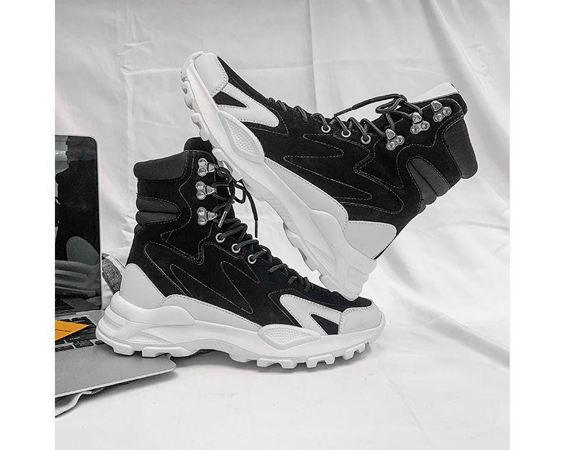 Men's High-Top Waterproof Leather Boots - Autumn Trendy, Long Tube, Plus Velvet Motorcycle Workwear Shoes