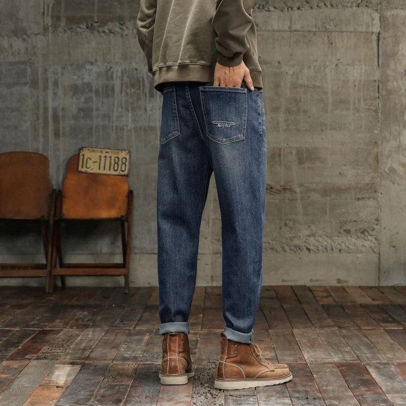 

Зауженные джинсы Харлан Мужские Свободные Вышивка Весна и Осень Новые Мужские Повседневные Брюки 38 синий