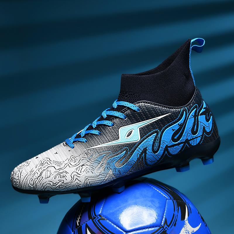 Football Boots Are Lace-up High Elastic Socks Training Artificial Grassland Outdoor Sports Training Football Shoes