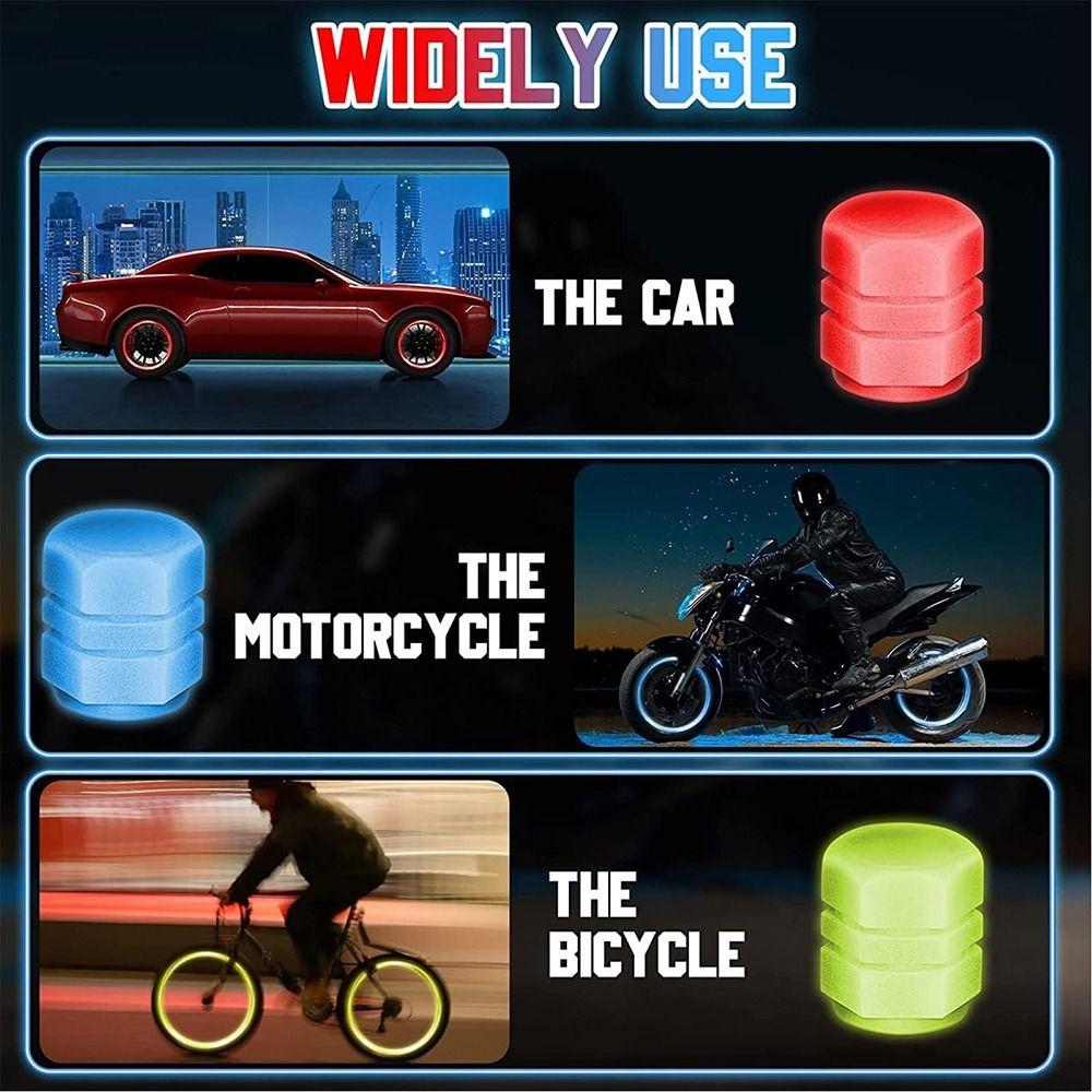 8Pcs Self-luminous Luminous Fluorescent Valve Caps Super Bright Tyre Valve Stem Cover  Vehicle