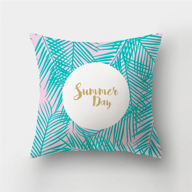 Fresh Summer Leaves Tropical Plants Square Cushion Cover Home Living Room Sofa Bedroom Decoration Pillow Cover