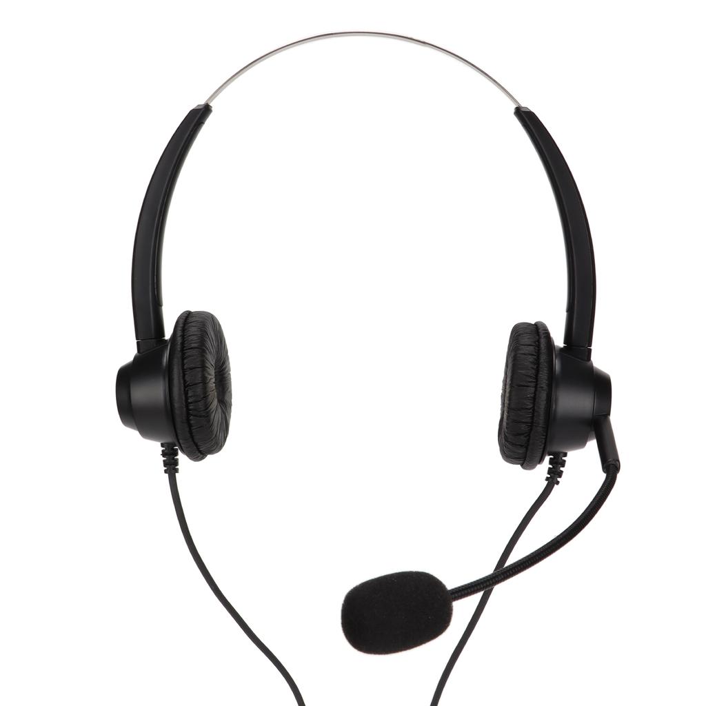 Telephone Headset 2.5mm Plug Noise Reduction Binaural Wired Call Center Headphone with Mic for Home