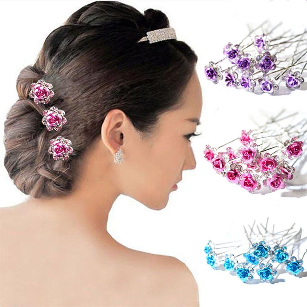 20PCS Jewelry Bridal Engagement Rhinestone Crystal Flower Hairpins Hair Clips