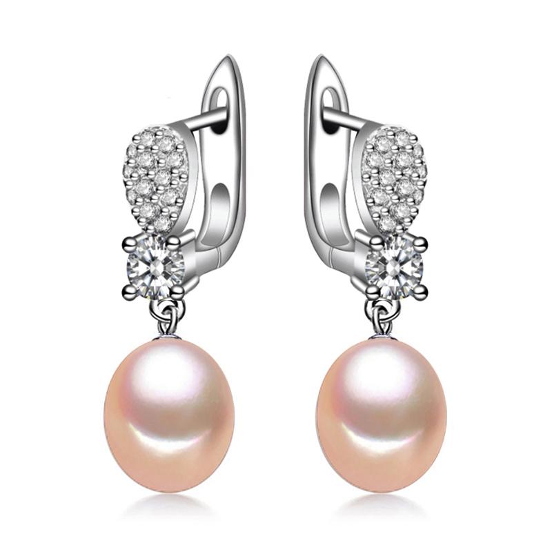 

Сережки-кільця з натуральними прісноводними перлами для жінок Модні довгі сережки з культивованими перлами рожевий