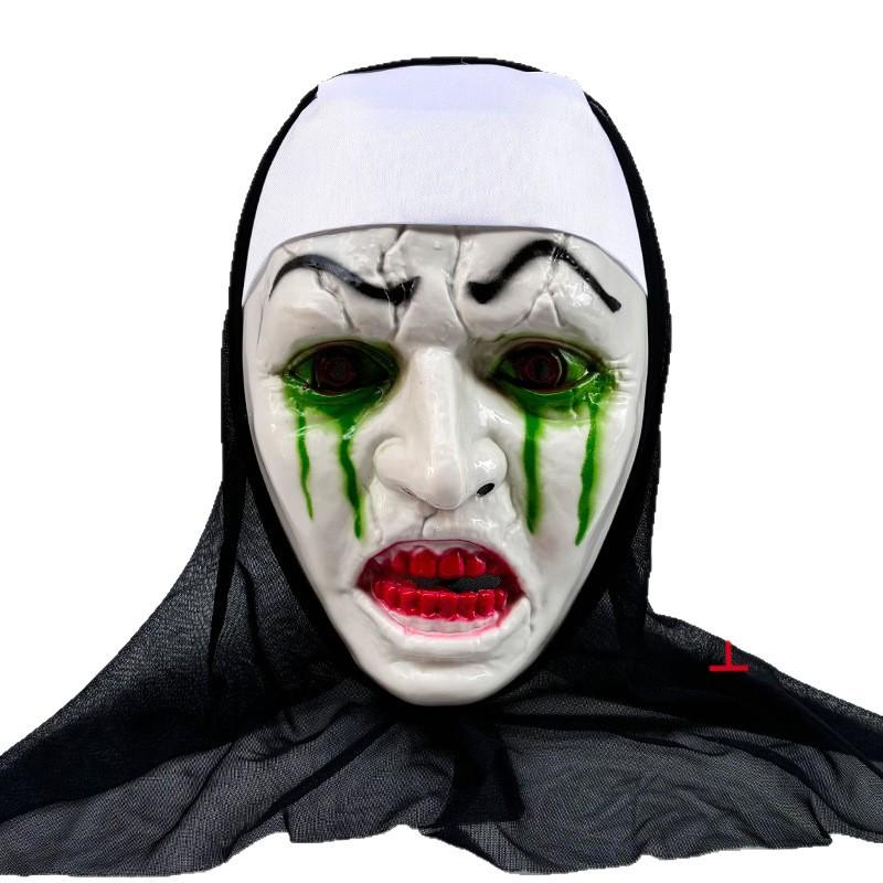 Maska Strašidelná jeptiška Kostým Syntetický latex Streetový styl Hororový doplněk Realistické detaily Halloweenské Hororové téma Události