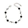 Elegant High-End Women's Retro Silver Fairy Jewelry Set: Black Knight Rose Earrings, Bracelet & Necklace