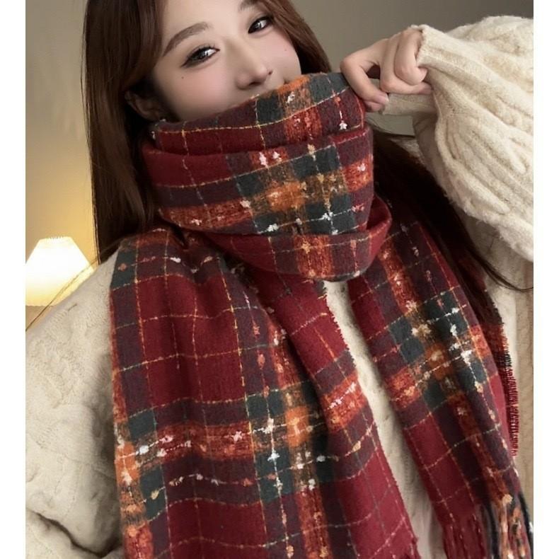 Plaid scarf women's Korean atmosphere imitation cashmere shawl autumn and winter new Korean version versatile warm atmosphere scarf