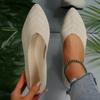 Dámské ploché boty se špičatou špičkou Jednobarevné Pletené slip-on boty Ležérní Prodyšné ploché boty Dámské ploché mokasíny Pohodlné dámské boty
