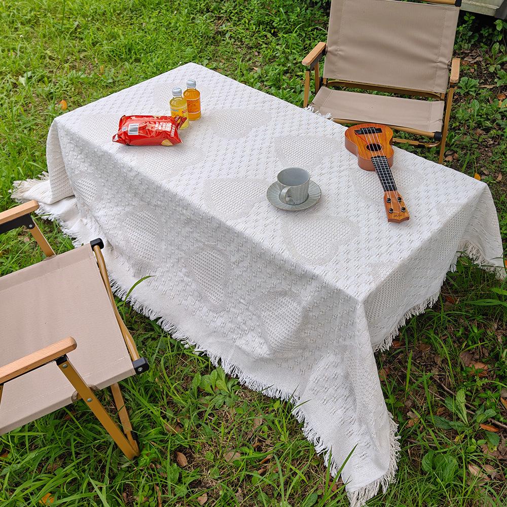 French White Picnic Mat Shooting Photography Background Cloth High-End Coffee Table Dining Table Cloth Cabinet Cover Towel