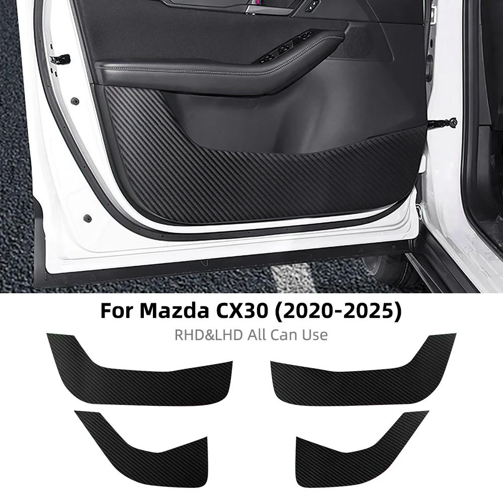 

Leather Carbon Mat Car Door Decorative Protective Anti-kick Pad For Mazda CX-30 CX30 2024 2025 LHD RHD Carbon Fiber Texture