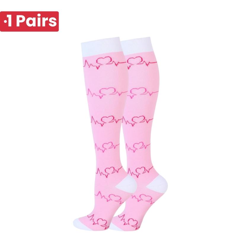 1 Pair Cute Cat Compression Socks Knee High 20-30 Mmhg Fit Medical Edema Diabetes Varicose Veins Running Sports Socks