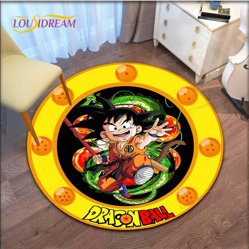 GOKU Carpet Cartoon Dragon Ball Non-slip Floormat Area Rug Round Play Mat for Playroom Kidsroom  Rugs for Bedroom