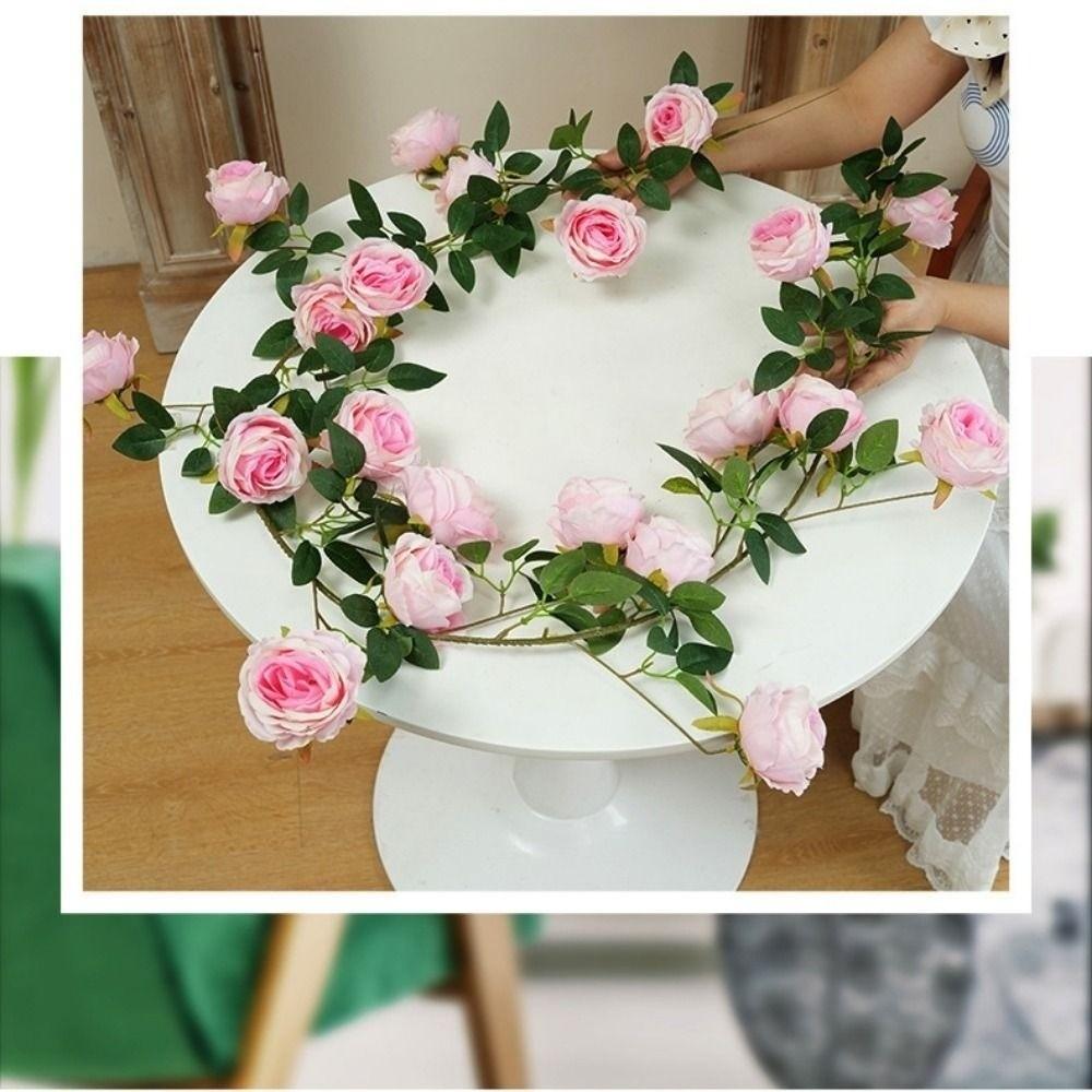 New Plastic Silk Artificial Rose Vine 8 Colors 1.7m 21 Heads Wall Decor Rattan Fake Plants Leaves Home Decoration