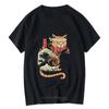 Cool Japanese Style Cats Print Summer Casual Modal Short Sleeve Oneck Tshirt