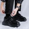 Paris Nische dicksohlige quadratköpfige Dad-Schuhe Herren höhenvergrößernde Riemen lässig vielseitig hochwertig kleine schwarze Schuhe 3316-R