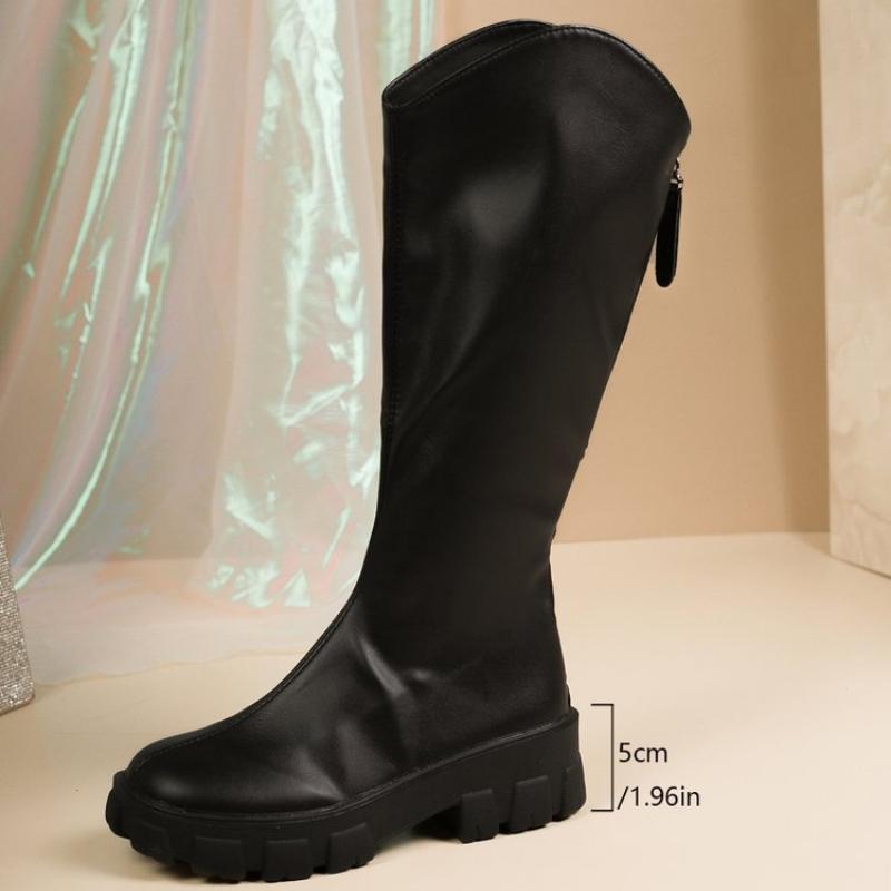 Women's Fashion Lace-up Belt Buckle Not Tired Feet Thick Sole Soft Elastic Comfortable Shock Absorption Waterproof Non-slip Casual Sports High Boots