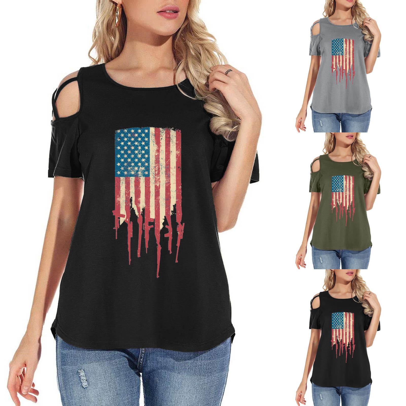 

Women Fashion Print Casual T-Shirt Short Sleeve Cowl Neck Strapless Tops Blouse