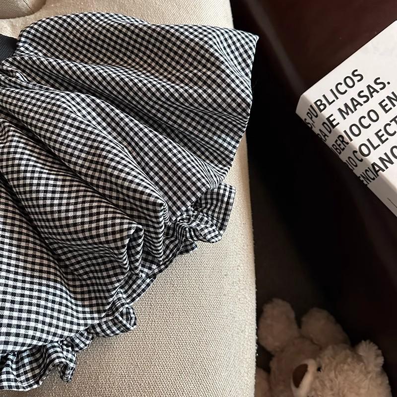 Kostkovaná elastická sukně A-střihu midi s vysokým pasem - Dámská 2025 korejský styl, zeštíhlující a proti odhalení