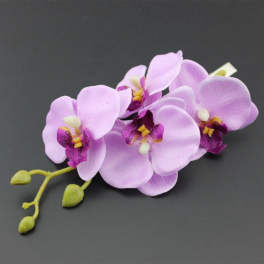Korean Style Orchid Flower Hairpin Butterfly Orchid Bohemia Duckbill Clip  Wedding Decoration