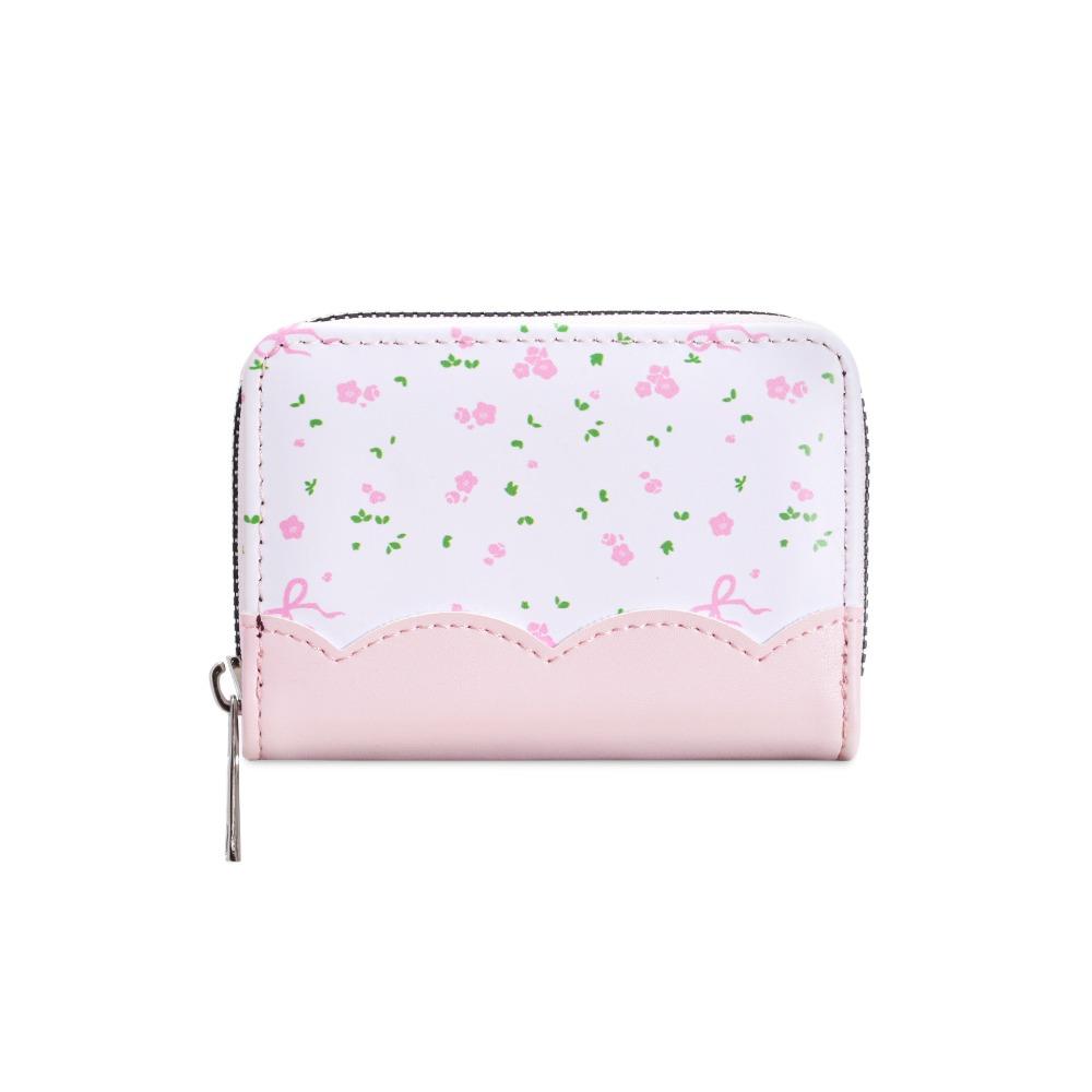 Sweet Small Floral Pattern Women's Bow-knot Wallet Multi-card Slot PU Leather Card Holder Portable Card Wallet Travel