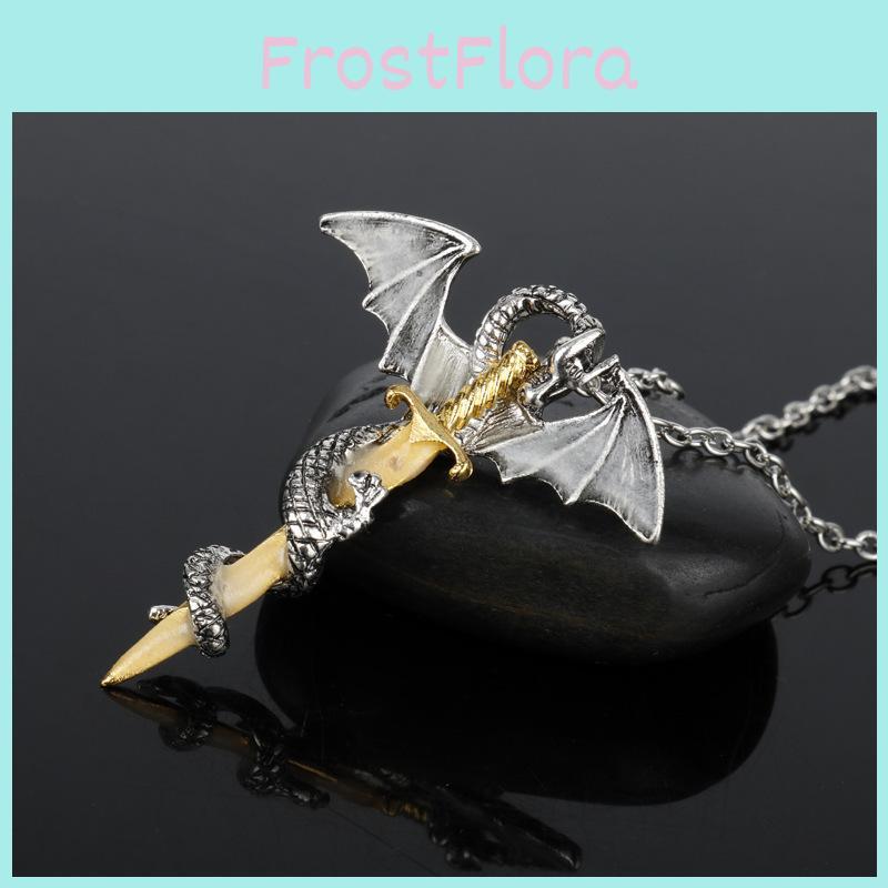 Luminous Winged Dragon Gold Necklace With Alloy Pendant For Gift And Fashion