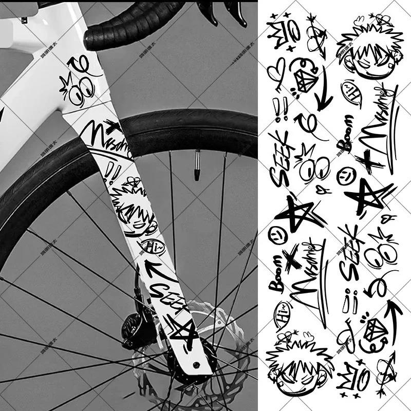 Adesivi per Bicicletta Graffiti Cartoni Animati Per Telaio Bicicletta Tubo Superiore Fai da Te Riflettenti Impermeabili Adesivi per Ciclismo Adesivo per Telaio Bici da Strada