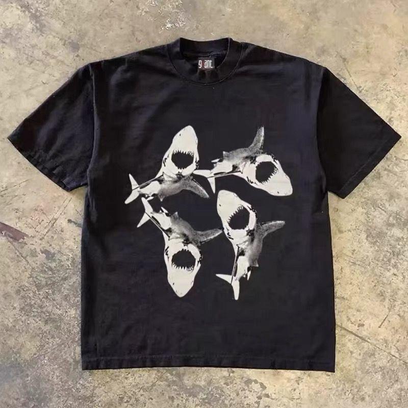 

Vintage Shark Graphic Men Women AutumnT-Shirt Harajuku Vintage Short Sleeve Loose Oversized Casual Fitness Comfortable Y2k Top 4XL