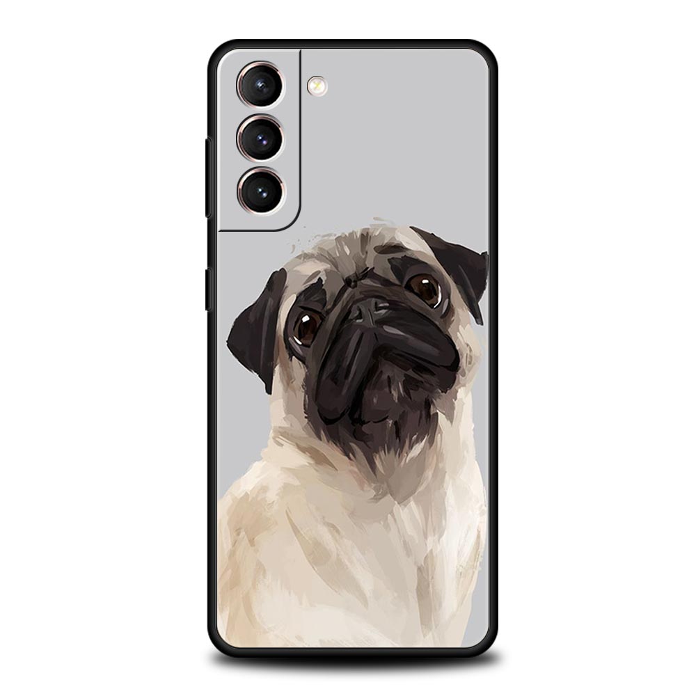 Cute Pug Dog Phone Case For Samsung Galaxy S24 S23 S22 S20 Ultra S21 FE 5G S10 S9 Plus S10E S8 Soft Silicone Cover