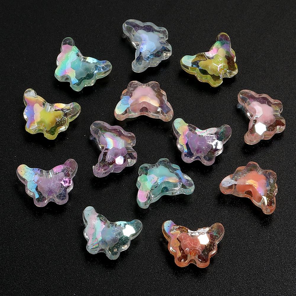 100pcs 12X15mm Butterfly Acrylic Beads Mixed Color Loose Beads For Jewelry Making DIY Bracelets Necklace Phone Chain Accessories