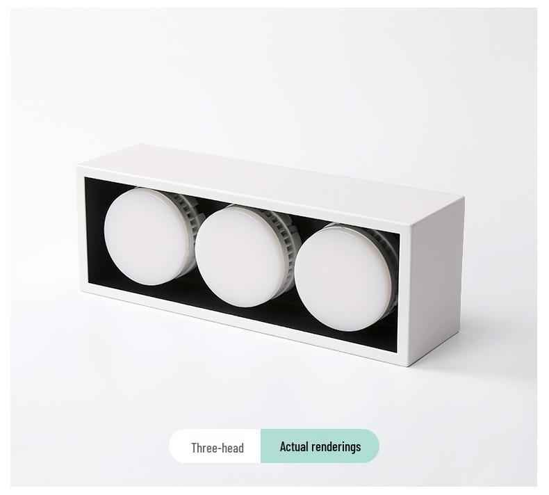Double-Head GX53 LED Surface-Mounted Downlight, No-Hole, Square Gimbal, Four-Head Ceiling Light for Living Rooms