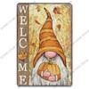 Welcome Poster Metal Plate Vintage Pumpkin Sunflower Bird Metal Tin Signs Wall Decor Garden Door Cafe Party