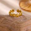Gold Color Flower Rings For Women Aesthetic Geometry Stainless Steel Star Anillos Party Wedding Jewelry Elegant Gift Christmas