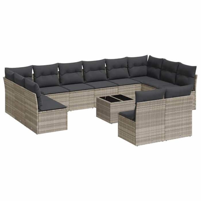 VidaXL Salon de Jardin avec Coussins 12 pcs, Canapés de Terrasse, Ensemble de Meubles de Patio, Mobilier d'Extérieur, Beige 3258979