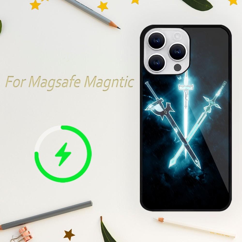 Bilibili Sword Art Online Anime Phone Case For iPhone 15 14 13 12 11 Plus Pro Max Magsafe Magnetic Wireless Charging