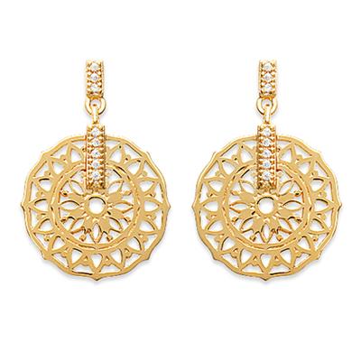 [P9290] - Gold Plated Earrings 'Cleopatra' White Gold - 25x16 Mm