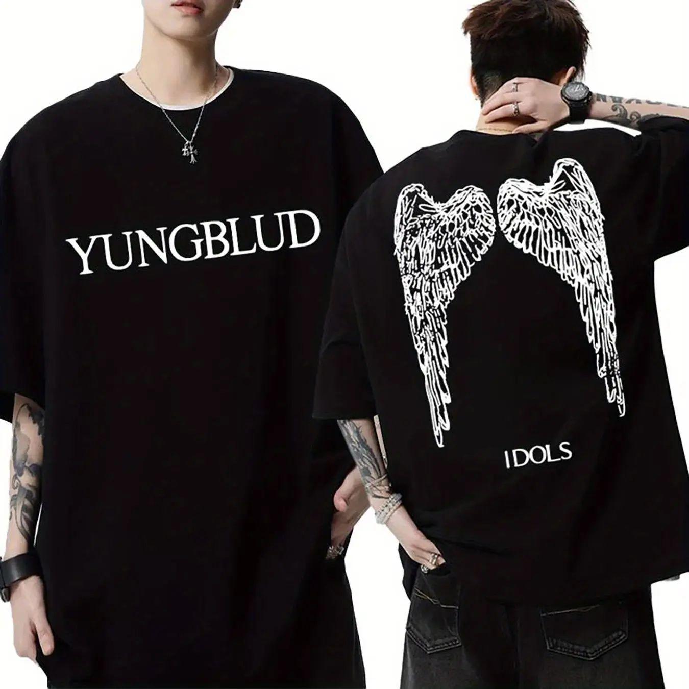 

Панк Рок Крылья Ангела и Дизайн Черепа Черный Хлопок Мужские Футболки YUNGBLUD Ретро Уличная Одежда Футболка с Двусторонним Принтом Унисекс S разноцветный