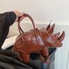 2026 New Creative Rhinoceros Shape PU Shoulder Bag for Women Minority Design Cute Tassel Decoration Commuter Versatile  Handbag