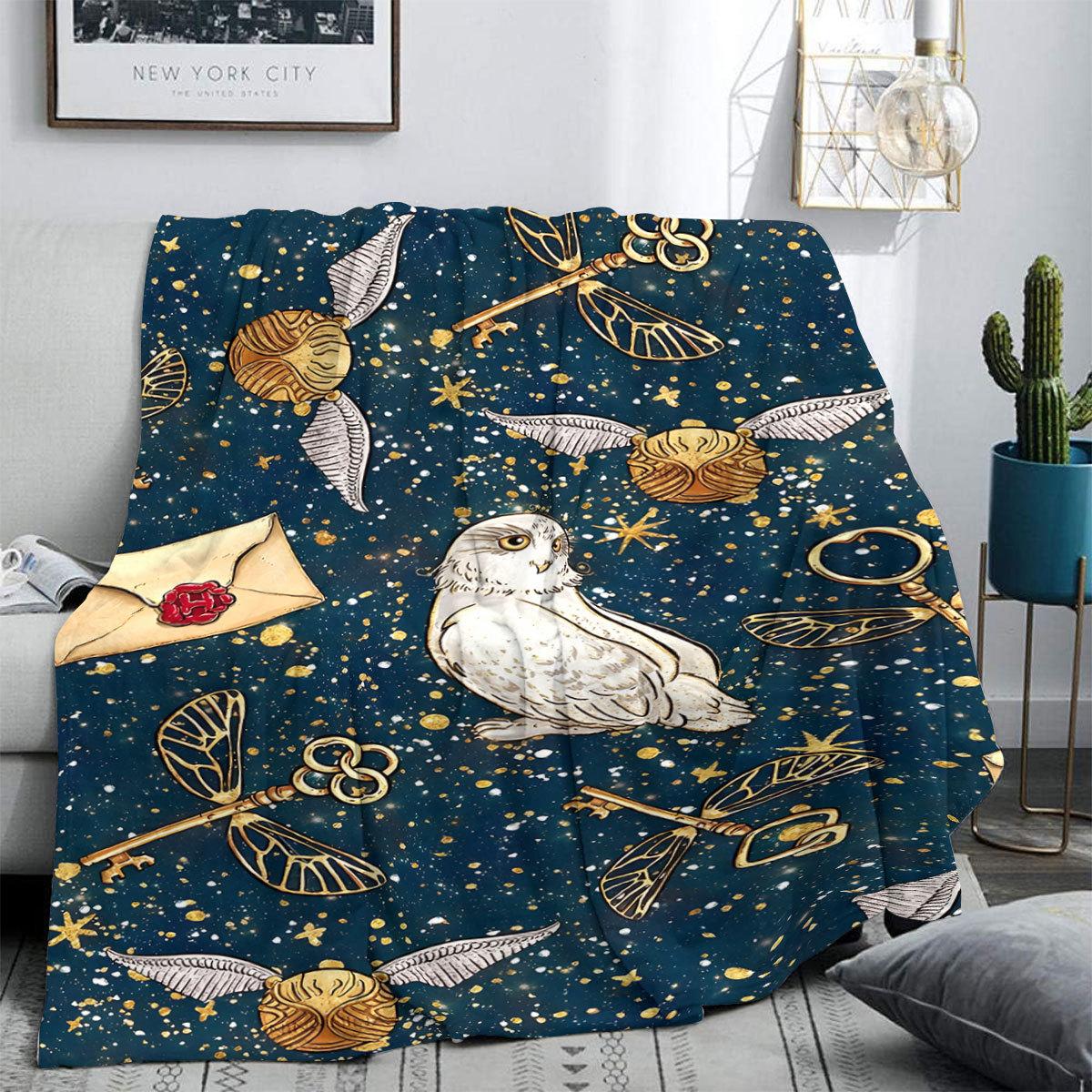 

Owl Envelope Printed Blanket for Sofa Bed Travel Camping Living Room Office Conditioning Blanket for All Seasons Gifts 75x90cm