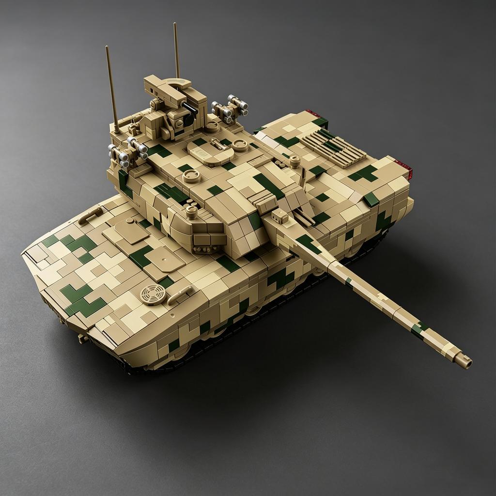 ZTZ100 Extra-Large Tank Building Block Scale Model: Tracked Off-Road Tank, Learning Educational Toy for Boys Girls, Desert Camouflage Finish