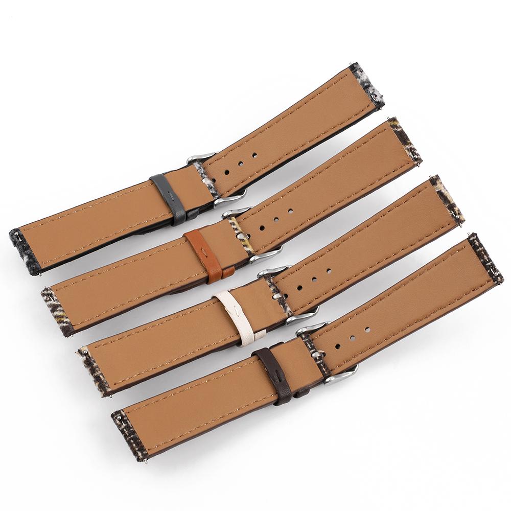 Woolen Fabric Leather Watch Band 18mm 20mm 22mm Vintage Wool Weave Bracelet Quick Release Watch Strap for Men Women Wristband