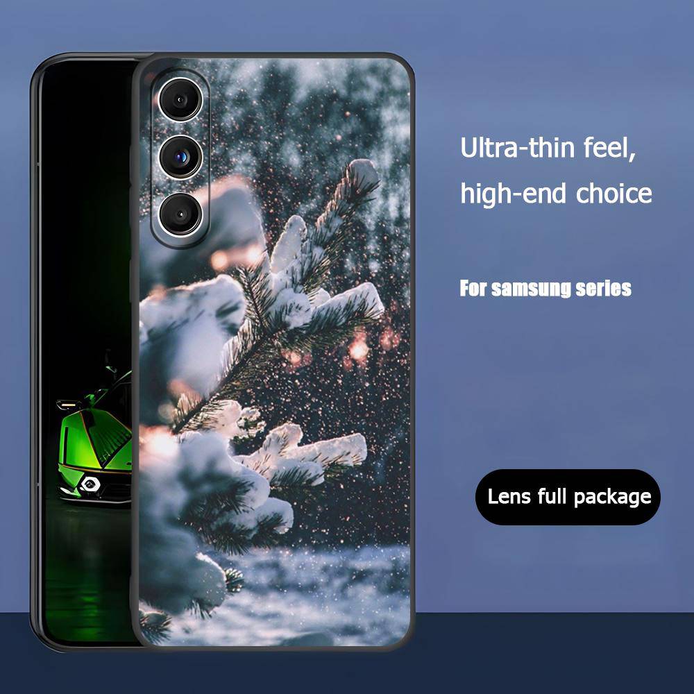 Landscape Winter Light Luxury Black Phone Case For Samsung Galaxy S23 S24 S25 Ultra S22 Plus S21