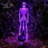 Automatic Dusk to Dawn Lamps Solar Skeleton Garden Stake Light, Halloween 3D Glowing Skull Yard Haunted House Landscape Lighting Decor with
