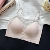 Spring and Summer New French Lace Collar Small Suspender Ultra-thin Back Underwear Women's Vest Fixed Cup Bra