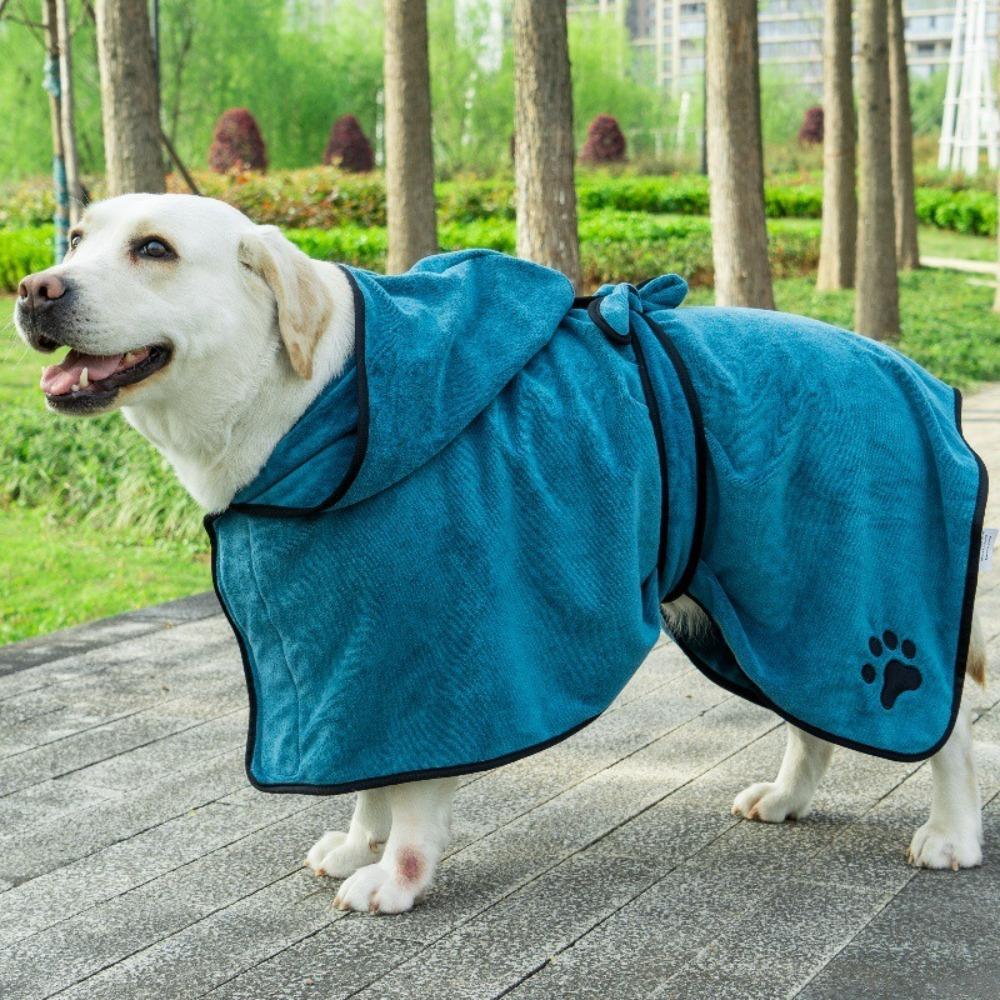 High Absorbency Dog Bathrobe Hooded Quick Drying Towel Dog Bath Towels  for Cleaning Grooming